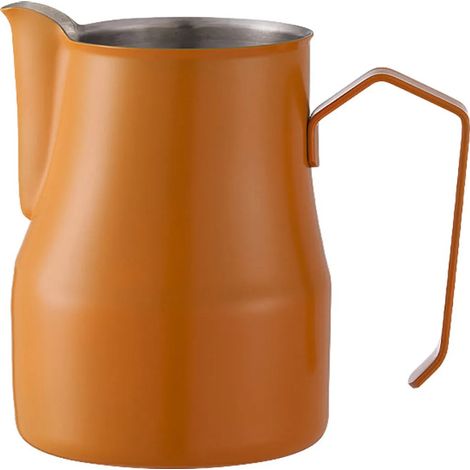 Pichet à mousser le lait, mousseur à lait pour expresso, accessoire pour machines à expresso, tasse à mousser le lait, pour café au lait, cappuccino, latte art, pichet en acier inoxydable (350 ml, ora (1/5)