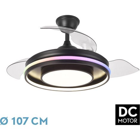 Ventilatore da soffitto dimmerabile DC "Pitufo" con telecomando (57W 3CCT+RGB 3990lm) nero
