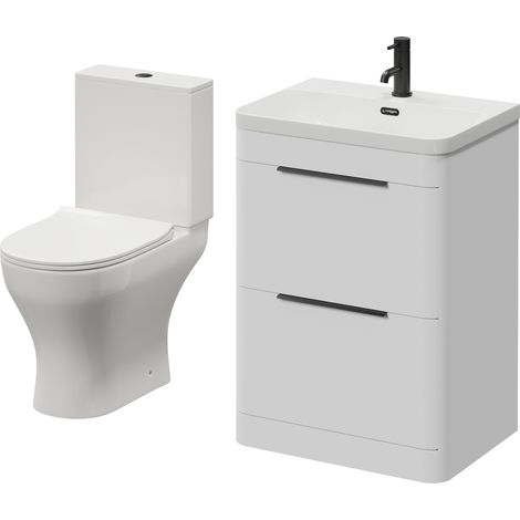 Oslo Gloss White 1150mm Vanity and Jubilee Toilet Suite with Fina Basin - 1150mm - Matt Black 300mm Finger Pull