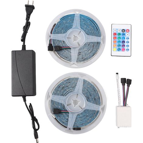 Stück 5 m lange, wasserdichte 12V 5050 RGB LED-Streifen mit 24-Tasten-Fernbedienung für die Innen- und Außendekoration (1/5)