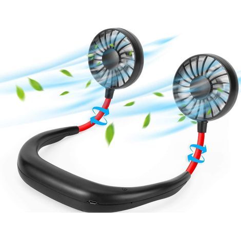 Ventilateur de cou portable, mini ventilateur mains libres USB, idéal pour le sport, à suspendre autour du cou, à suspendre au bureau ou en voyage (1/5)