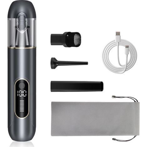 Aspirateur à main sans fil 13000 Pa, mini design pour auto, PC, canapé et maison. Nettoyage des fissures, fonction soufflage, batterie 1800 mAh. (1/5)