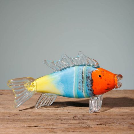 Statuette poisson allongé verre 17x31x6cm (1/5)