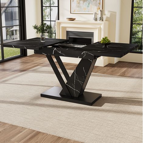 MEUBLIV Tavolo da pranzo allungabile 120-160 x 75 cm nero – finitura effetto marmo, 4-6 persone (1/5)