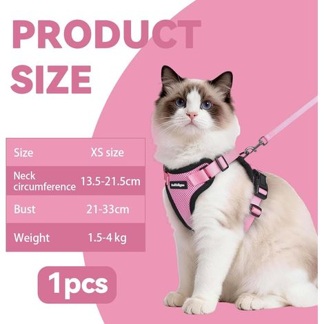 Harnais réglable avec laisse pour chat - Confortable, respirant et sécurisé (1/5)