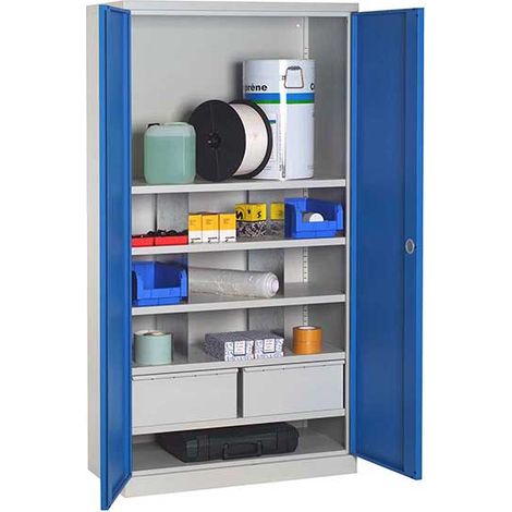 Werkstattschränke - 2 Schubladen und 5 Regalböden - RAL 7016 - W030090032-GCGA