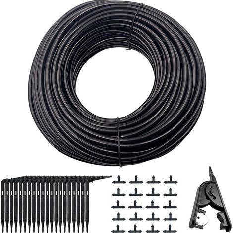 Sistema di irrigazione automatico con microtubo da 3/5 mm. Tubo per irrigazione a goccia da 40 m. Tubo agricolo con 22 connettori e 20 gocciolatori. Kit di irrigazione per giardini, lavaggio pavimenti (1/5)