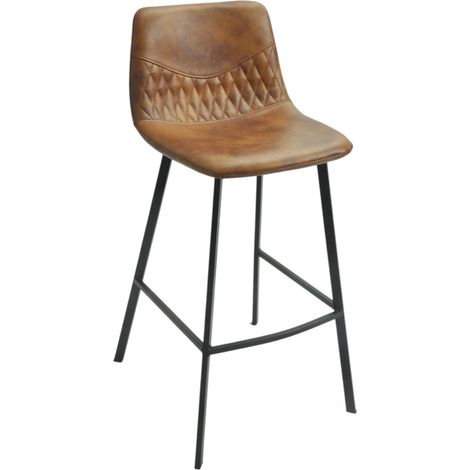 Tabouret d'intérieur Hudson en métal et simili cuir