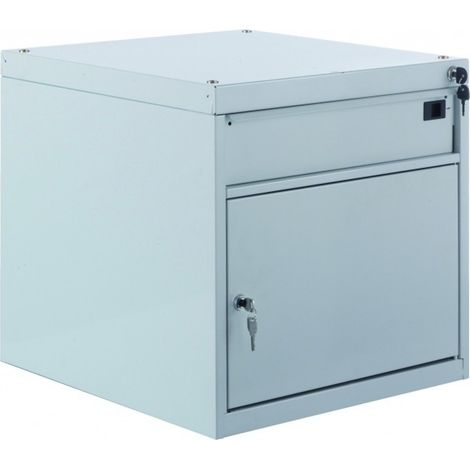PROVOST - Caisson-tiroirs métallique gris pour table de travail - 1 tiroir + 1 porte