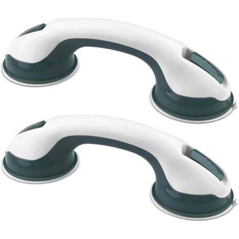 Lot de 2 poignées à ventouse, poignée de sécurité pour le bain, amovible sans perçage, barre d'appui pour douche de toilette, pour enfants, personnes âgées, handicapées (vert)