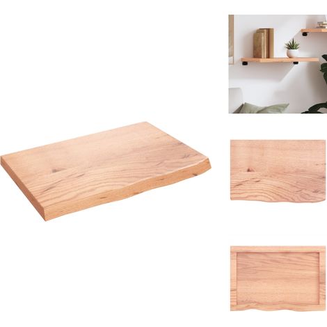 Wandregale - Living Wandregal Hellbraun 60x40x(2-4) cm Massivholz Eiche Behandelt (1/5)