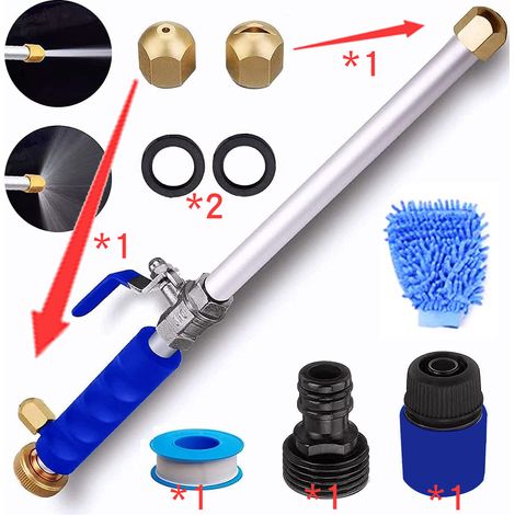 Pistolet pulvérisateur à jet d'eau haute pression pour lave-auto, lance de lavage haute pression avec rondelle d'extrémité de tuyau d'arrosage en laiton standard-DELKEVIC