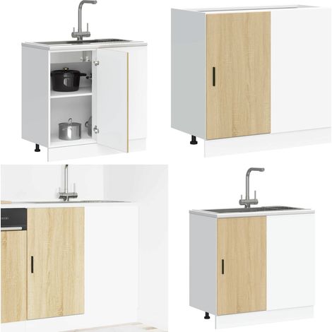 vidaXL Meuble bas du lavabo chêne sonoma bois d'ingénierie (1/5)