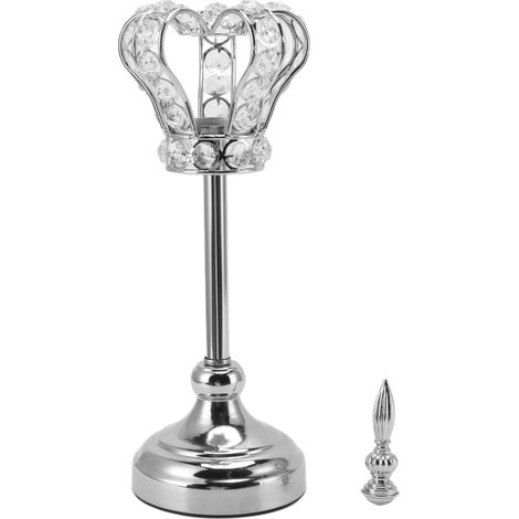 Porte-bougie en fer argenté couronne vintage pour mariage romantique - Support bougeoir électroplaqué