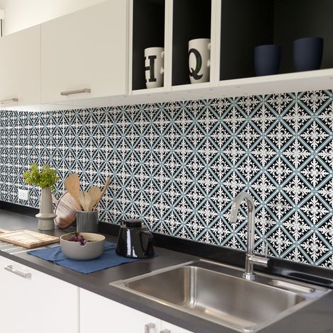 Sticker Mural Carrelage adhésif Cuisine Salle de Bain - 60 STICKERS CARRELAGES AZULEJOS EMERENCIO - 60stickers20x20cm (1/5)