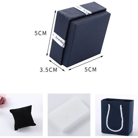 Coffret cadeau multifonctionnel avec nœuds papillon à lettres. Petite boîte à bijoux avec couvercle, idéale pour colliers, boucles d'oreilles et bagues. Nœuds papillon bleus à lettres. Dimensions : 7, (1/4)