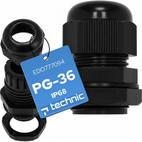Presse-étoupe PG-36 IP68 Noir Anti-UV avec contre-écrou - EDO Technic (1/5)