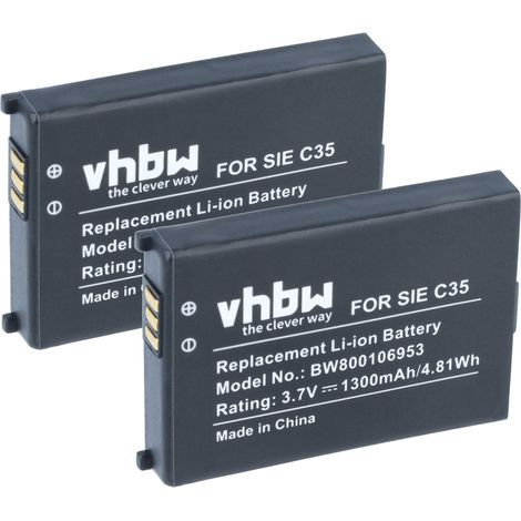 vhbw 2x batería compatible con Siemens M35  M35i, S35, S35i, C35, C35i teléfono fijo o inalámbrico (1300 mAh, 3,7 V, Li-Ion) (1/5)