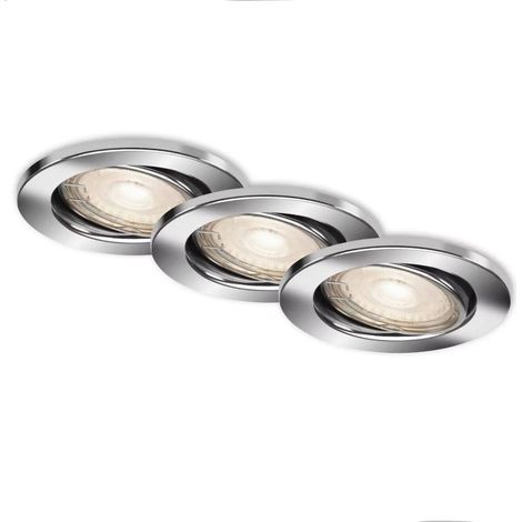 Set de 3 focos empotrables orientables GU10 cromo 8,6 x 7 cm