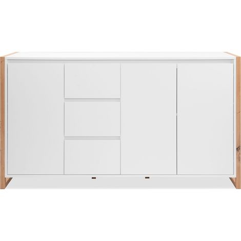 Credenza New Denver3 con 3 cassetti e 3 ante bianco e rovere 160x40x88H (1/5)