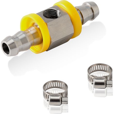 Automotive modification parts 3/8” fuel line, fuel pressure gauge sensor, T-type barbed connector 1/2 - 1/2 (stainless steel single connector) (1/4)