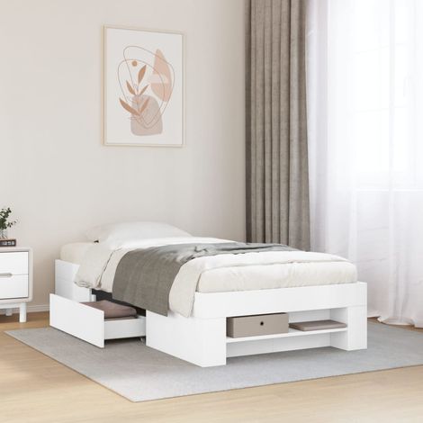 Bed Frame without Mattress White 75x190 cm Small Single Engineered Wood vidaXL (1/5)