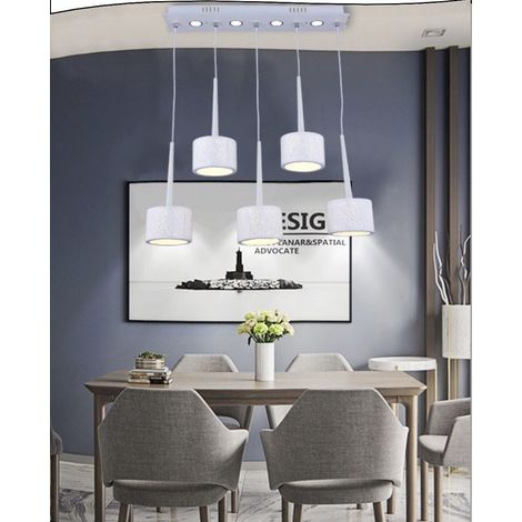 Lampadario a sospensione led plafoniera in metallo bianco con 3 modalita accensioni di luce bianca (1/5)