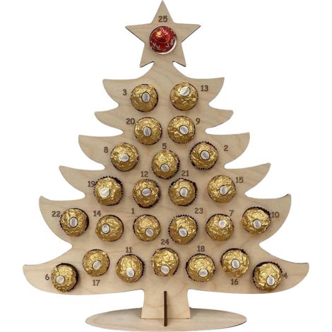 Support Pour Chocolats De L'Avent - Arbre De Noël En Bois - Support Décoratif Pour Décoration De Table De Noël - 1 Pièce (1/5)