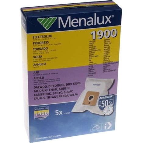 Electrolux - bolsa para aspiradora 1900 5 piezas + 1 filtro - 9001961276 - 7321429394741