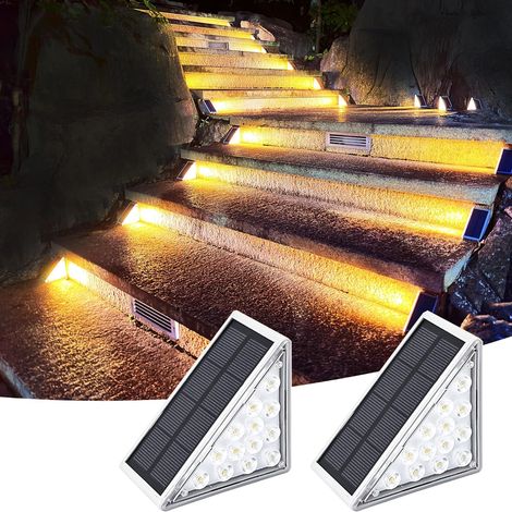Lot de six lampes solaires pour escaliers extérieurs super brillantes avec allumage automatique pour marches et allées (1/5)