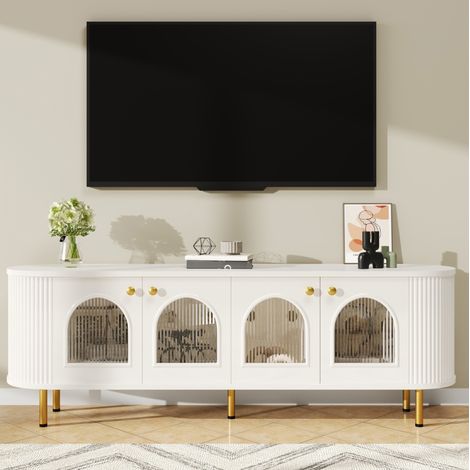mobile tv contenitore 170x35x55 ante vetro bianco oro OKMYHOME (1/5)