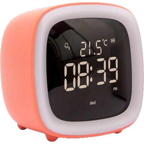 Réveil avec affichage de la température - Réveil numérique - Réveil enfant - Réveil lumineux - Réveil numérique de chambre - Réveil 12/24 heures - Réveil numérique enfant - Rose orangé - Réveil seul, (1/4)