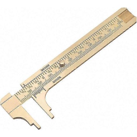 Pied à coulisse pratique en laiton - Outil de mesure à double échelle - Mini règle de poche en laiton (double échelle 100 mm) (1/5)