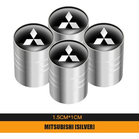 (Argent) 4 bouchons de valve de pneu en aluminium pour voiture, compatibles avec ASX, Lancer, Pajero, Outlander XL 3, L200 EVO et Galant. Accessoires auto (1/5)