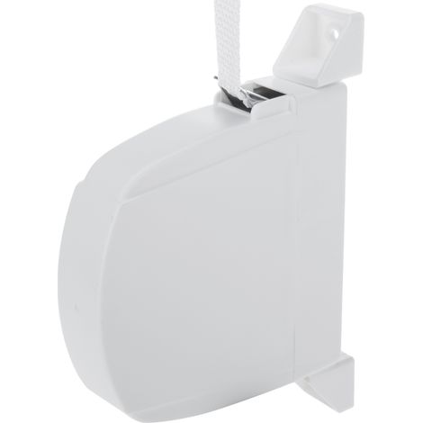 Enrouleur manuel pour volet roulant – Ruban blanc 6m x 14mm – Collecteur PVC ivoire avec boucle métallique – Système de freinage – Primematik (1/5)
