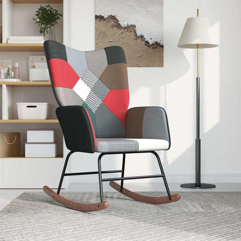Maison Exclusive - Sedia a Dondolo in Tessuto Patchwork (1/5)