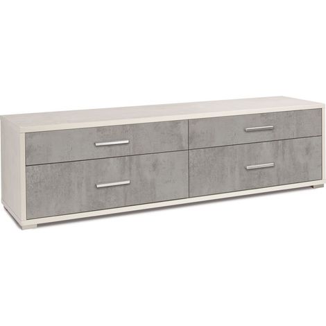 Mobile 4 Cassetti 179L x 47P x h50 – Finitura Bianco Opaco e Cemento – Sarmog (1/5)