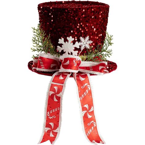 Topper Arbre De Noël - Chapeau À Nœud En Tissu - Pour Décoration Intérieure Et Extérieure - 30 x 19 cm - Rouge - 1 Pièce (1/5)