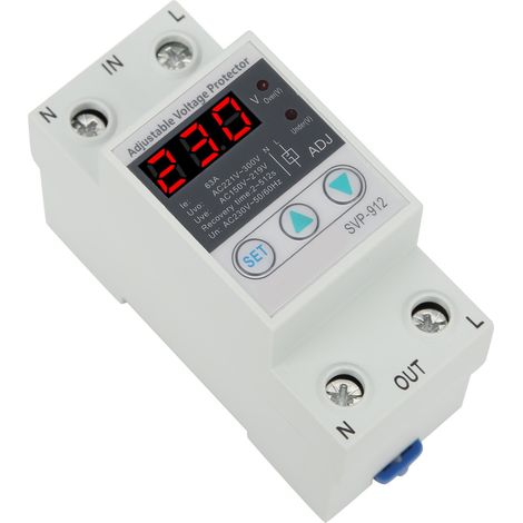 230-V-Unter- und Überspannungsschutz, einstellbares Überspannungsschutzrelais, Voltmeter SVP-91263A (1/5)