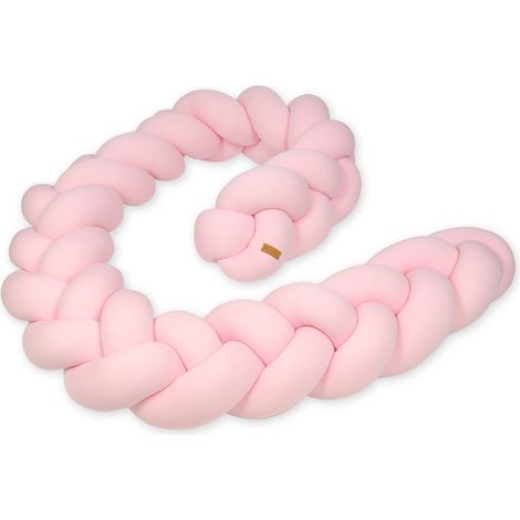Envolvente de cama - cojín parachoques - cojín cama trenza serpiente - 3,5 metros - rosa claro