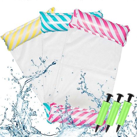 Ensemble de 3 hamacs gonflables flottants pour piscine, chaise longue, flotteur, idéal pour la piscine, l'extérieur et la plage - Style 2 (1/5)