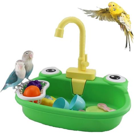 Baignoire automatique pour oiseaux – Boîte de douche multifonctionnelle avec robinet intégré, pour perroquets et perruches (petit/moyen) (1/3)