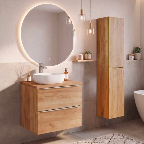 Ensemble meuble simple vasque 60cm et colonne April Bois (1/5)