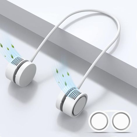 Tragbarer Nackenventilator, 3 Geschwindigkeitsstufen, USB-wiederaufladbarer Ventilator mit 720° verstellbarer Windrichtung, blattloser tragbarer Ventilator - Crezuo