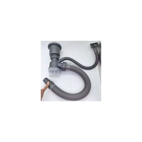 Siphon pour lavabo en acier inoxydable 304 Sjqka – anti-bouchon & anti-odeur, installation sans outil, compatible avec tous éviers standards (1/5)