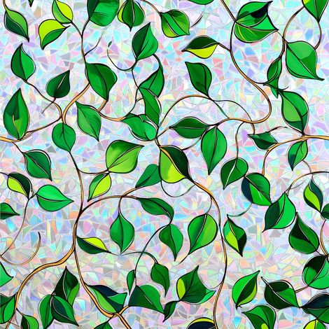 Film Fenêtre avec Effet Arc en Ciel Feuilles Vertes 44 virgule 5 x 200 cm