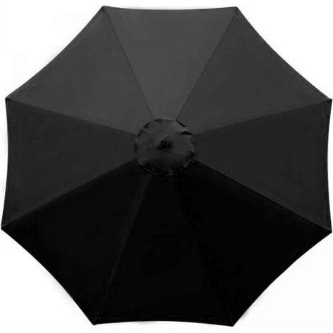 Replacement cover for parasol - 8 ribs - Diameter 3m - Waterproof - UV protection - Replacement fabric - Black (1/5)
