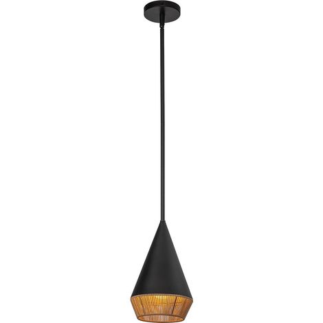 Elstead Alora Mood Daphne Plafonnier suspendu fin contemporain noir mat, naturel, 1 ampoule E27 (1/5)