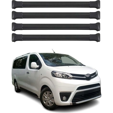 OMAC Barres de toit en aluminium pour Toyota Proace / Proace Verso 2016-2026 – TÜV / DIN 75302:2019 – Charge max 75 kg – 2 barres Noir