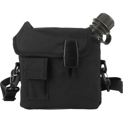 1.5L Outdoor Water Bottle, Large Capacity, Portable Flat Camping Water Bottle with Fanny Pack for Outdoor Sports and Hiking, Black